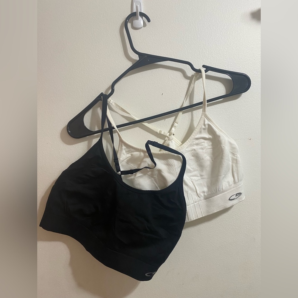 Lot of 2 Champion Black and White Sport Bras Size L